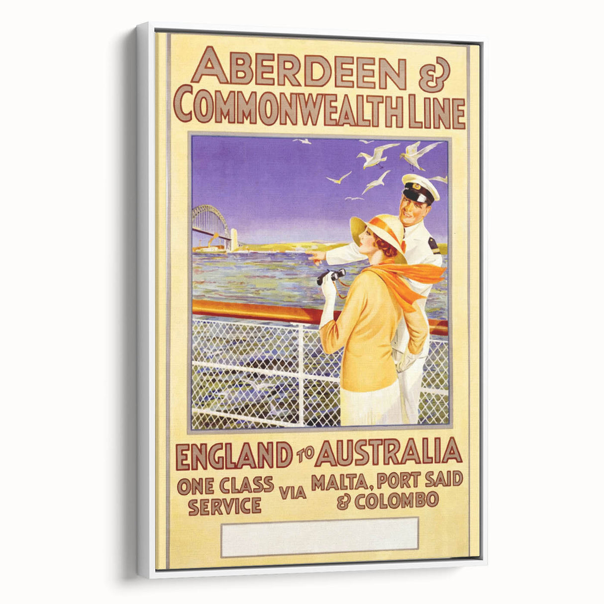 Retro Travel Poster - England to Australia via Malta, Port Said