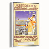 Retro Travel Poster - England to Australia via Malta, Port Said