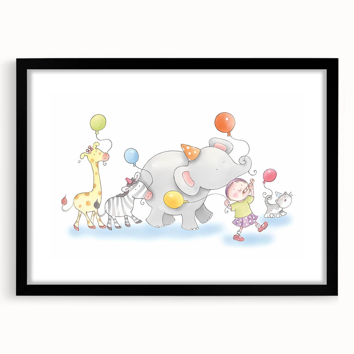 Cheerful Animal Parade Nursery Wall Art - Kids Room Prints