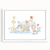Cheerful Animal Parade Nursery Wall Art - Kids Room Prints