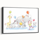 Cheerful Animal Parade Nursery Wall Art - Kids Room Prints