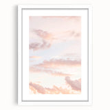 Abstract art print featuring swirling blue and white patterns on a framed canvas, suitable for bedroom or dining room decor.