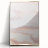 Large art print of a mid-century modernist summer scene in acrylic, framed in gold, ideal for nursery wall decor.