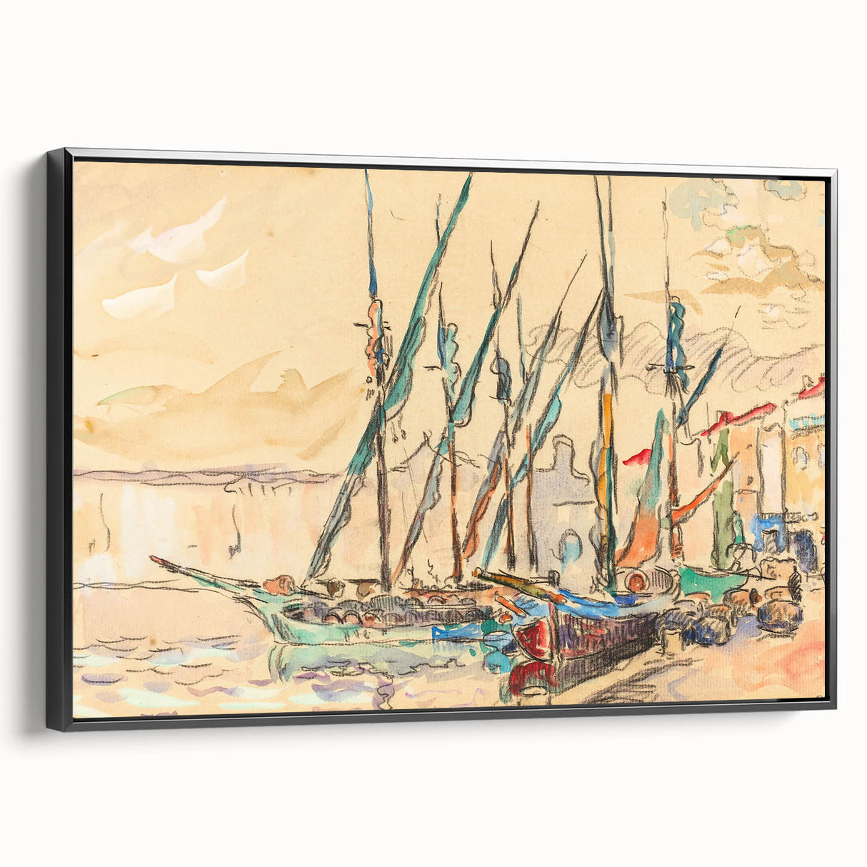 Modern Wall Art of St. Tropez Harbor Scene - Abstract Contemporary Art