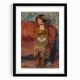 Modern Wall Art - Woman Seated on Red Sofa in Vibrant Impressionist Style
