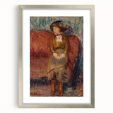 Modern Wall Art - Woman Seated on Red Sofa in Vibrant Impressionist Style
