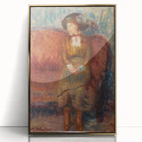 Modern Wall Art - Woman Seated on Red Sofa in Vibrant Impressionist Style