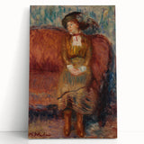 Modern Wall Art - Woman Seated on Red Sofa in Vibrant Impressionist Style