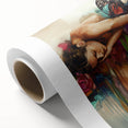 Abstract figurative rolled canvas artwork showcasing vibrant colors and dynamic shapes, ideal for modern home decor, packaged securely in a durable tube.
