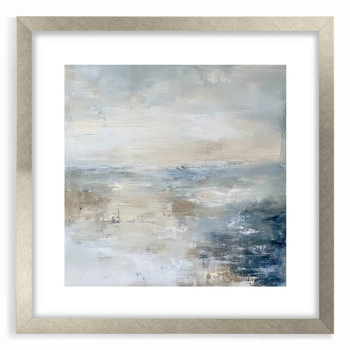 Abstract geometric frame in silver finish, featuring a mat, designed to enhance modern interiors. Ideal for displaying artwork or photos, adding a contemporary touch to home decor.