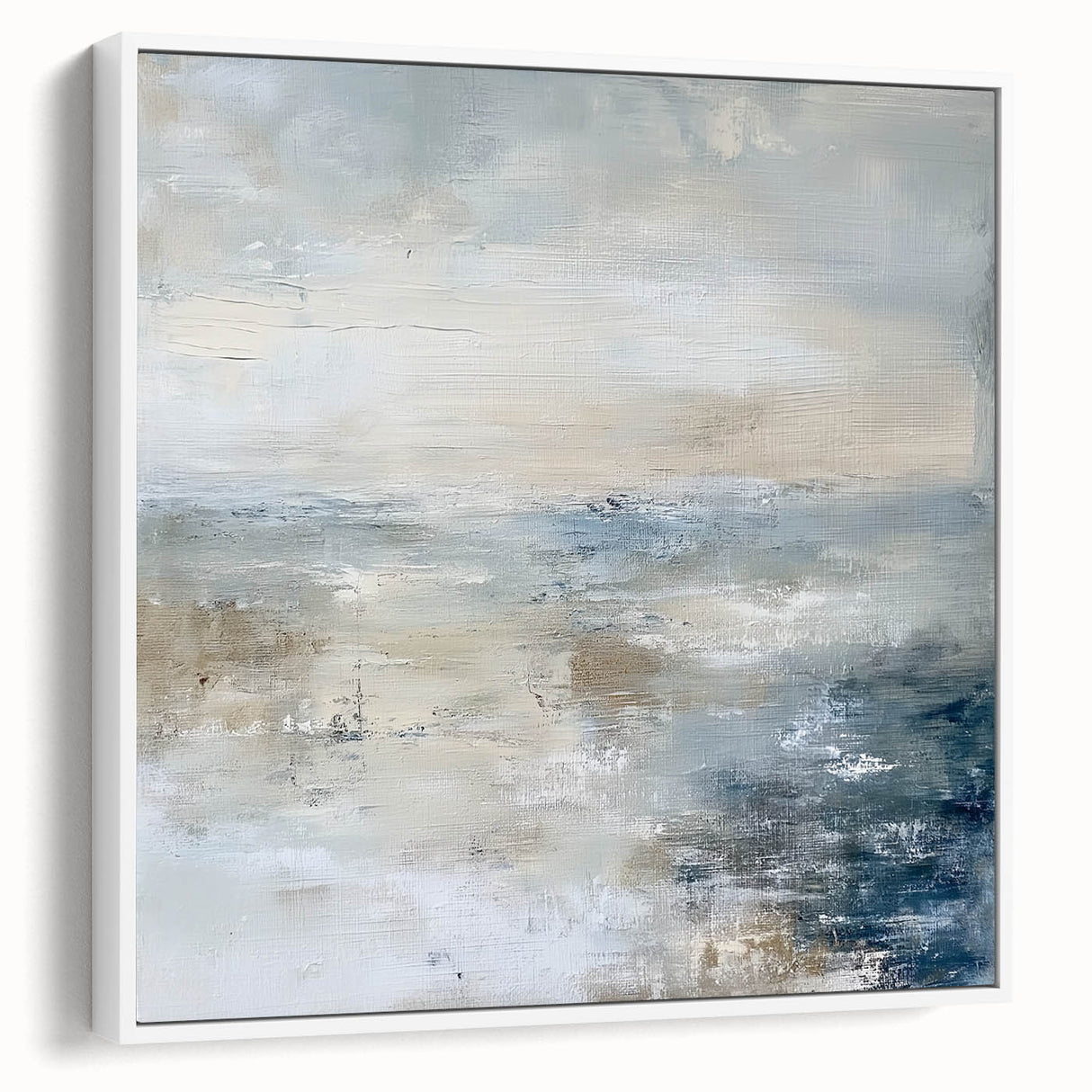 Abstract geometric framed canvas artwork showcasing a modern design in white, featuring sharp angles and clean lines, ideal for contemporary home decor.