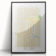 Large abstract wall art in mid-century modernist style featuring bold black and white patterns, framed in acrylic.