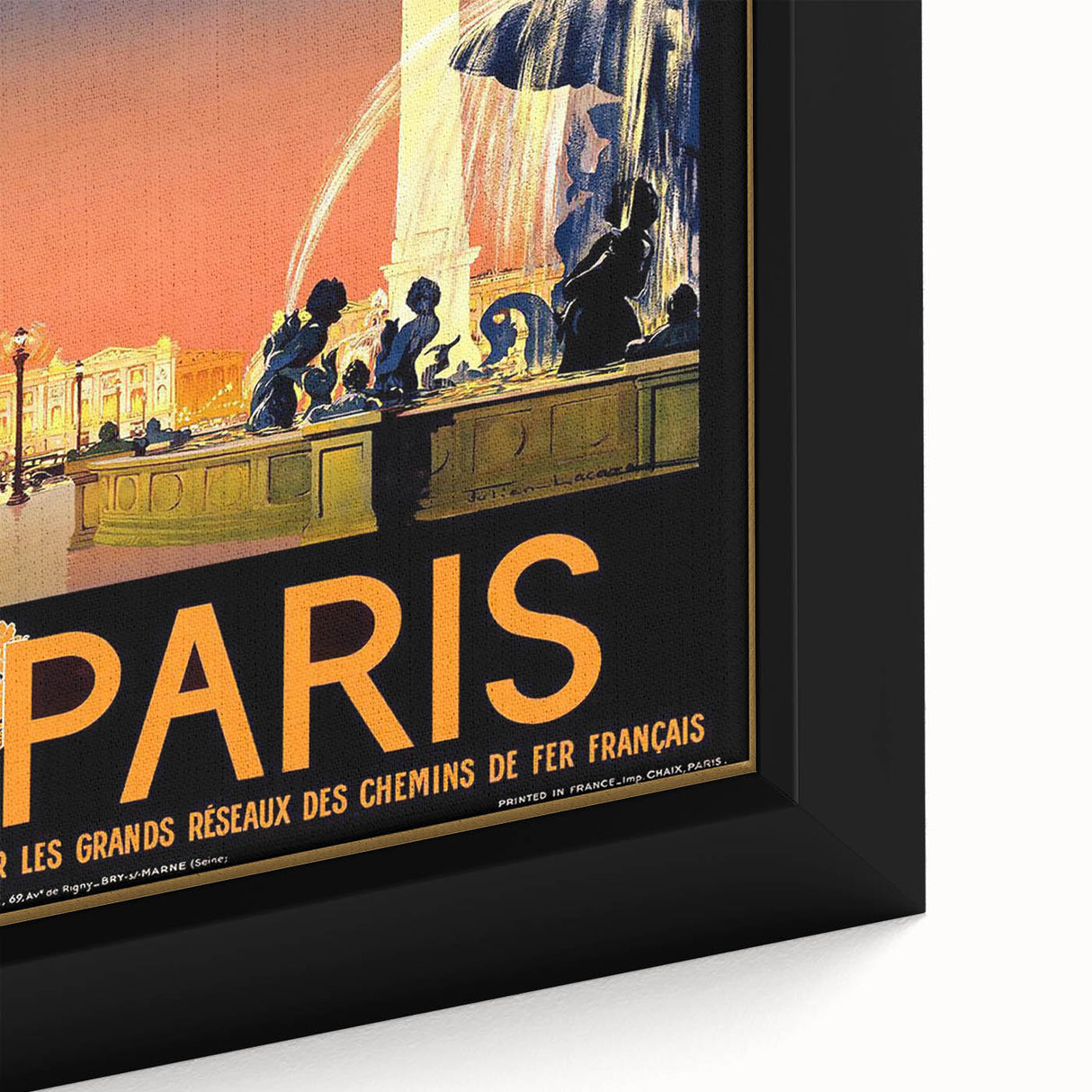 Retro Paris Travel Poster - Vintage Obelisk and Fountain Wall Art