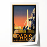 Retro Paris Travel Poster - Vintage Obelisk and Fountain Wall Art