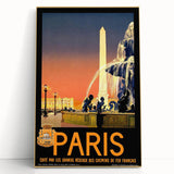 Retro Paris Travel Poster - Vintage Obelisk and Fountain Wall Art