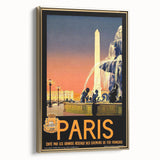 Retro Paris Travel Poster - Vintage Obelisk and Fountain Wall Art