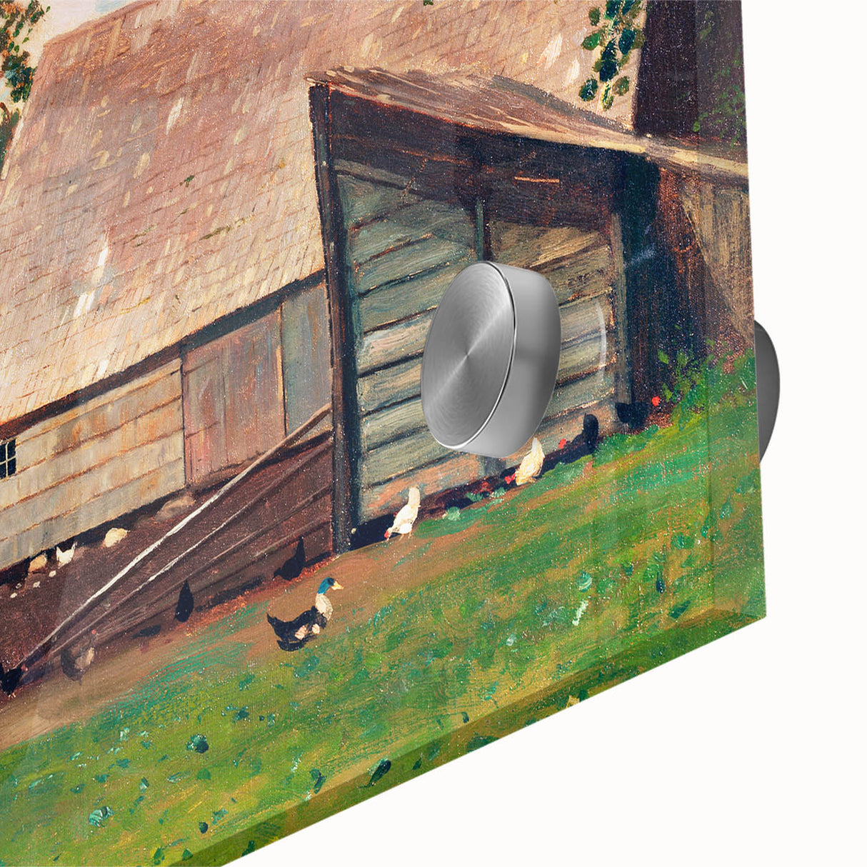Farmyard with Ducks and Chickens Print - Winslow Homer Realism Canvas Art