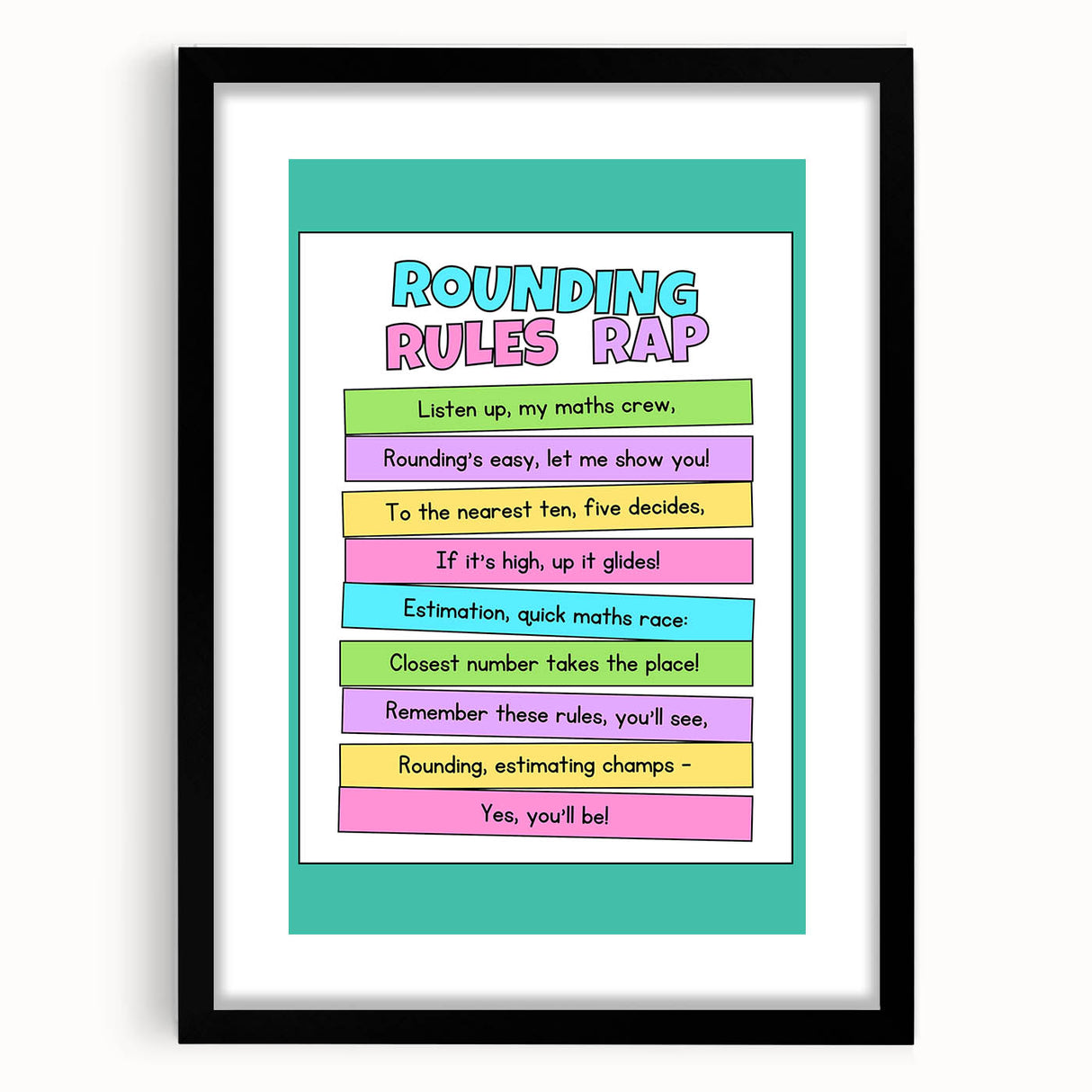 Numbers and Shapes Wall Art - Rounding Rules Math Poster