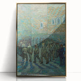 Art deco poster depicting a Van Gogh-inspired scene on an acrylic, gold-framed print.
