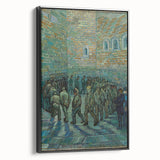Black and white framed canvas of a vintage-style landscape painting, ideal for bedroom wall decor.