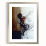Abstract figurative silver frame with a mat, showcasing a modern design ideal for contemporary decor, highlighting intricate patterns and textures.