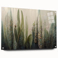 Abstract floral wall art design displayed in a side view, featuring vibrant colors and intricate patterns, mounted with pins on an acrylic glass frame, perfect for modern home decor.