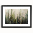 Abstract floral wall art in a black frame with a white mat, showcasing vibrant colors and intricate designs, perfect for modern home decor and artistic displays.