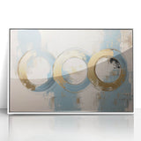 Abstract geometric framed acrylic artwork in white, showcasing bold shapes and vibrant colors, perfect for modern home decor and enhancing interior aesthetics.