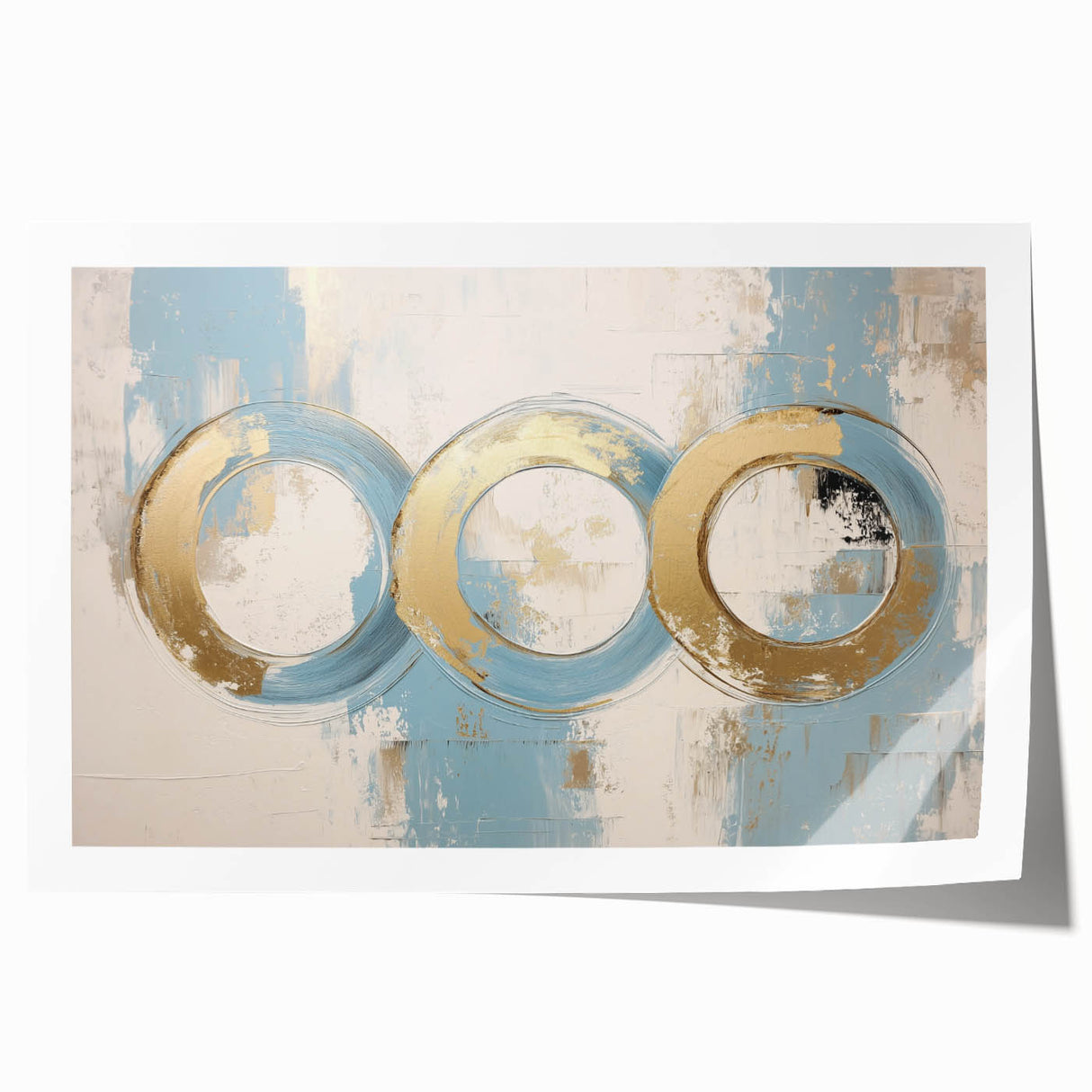 Abstract geometric rolled print showcasing vibrant colors and intricate patterns, designed for modern home decor, elegantly packaged for easy display.