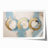 Abstract geometric rolled print showcasing vibrant colors and intricate patterns, designed for modern home decor, elegantly packaged for easy display.