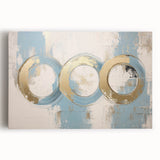Abstract geometric stretched canvas art in vibrant colors, featuring sharp angles and dynamic shapes, perfect for modern home decor or office spaces.