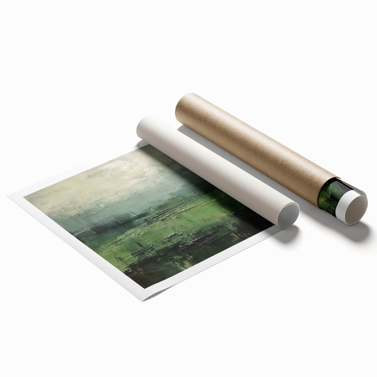 Abstract landscape wall art print showcasing vibrant colors and flowing shapes, rolled for shipping in a protective tube, perfect for modern decor.