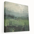 Abstract landscape wall art on stretched canvas, showcasing vibrant colors and fluid shapes. Side view highlights the depth and texture, perfect for modern decor.