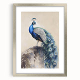 Elegant silver-framed artwork featuring a vibrant animal design, set against a neutral mat background, ideal for enhancing home decor and gallery displays.