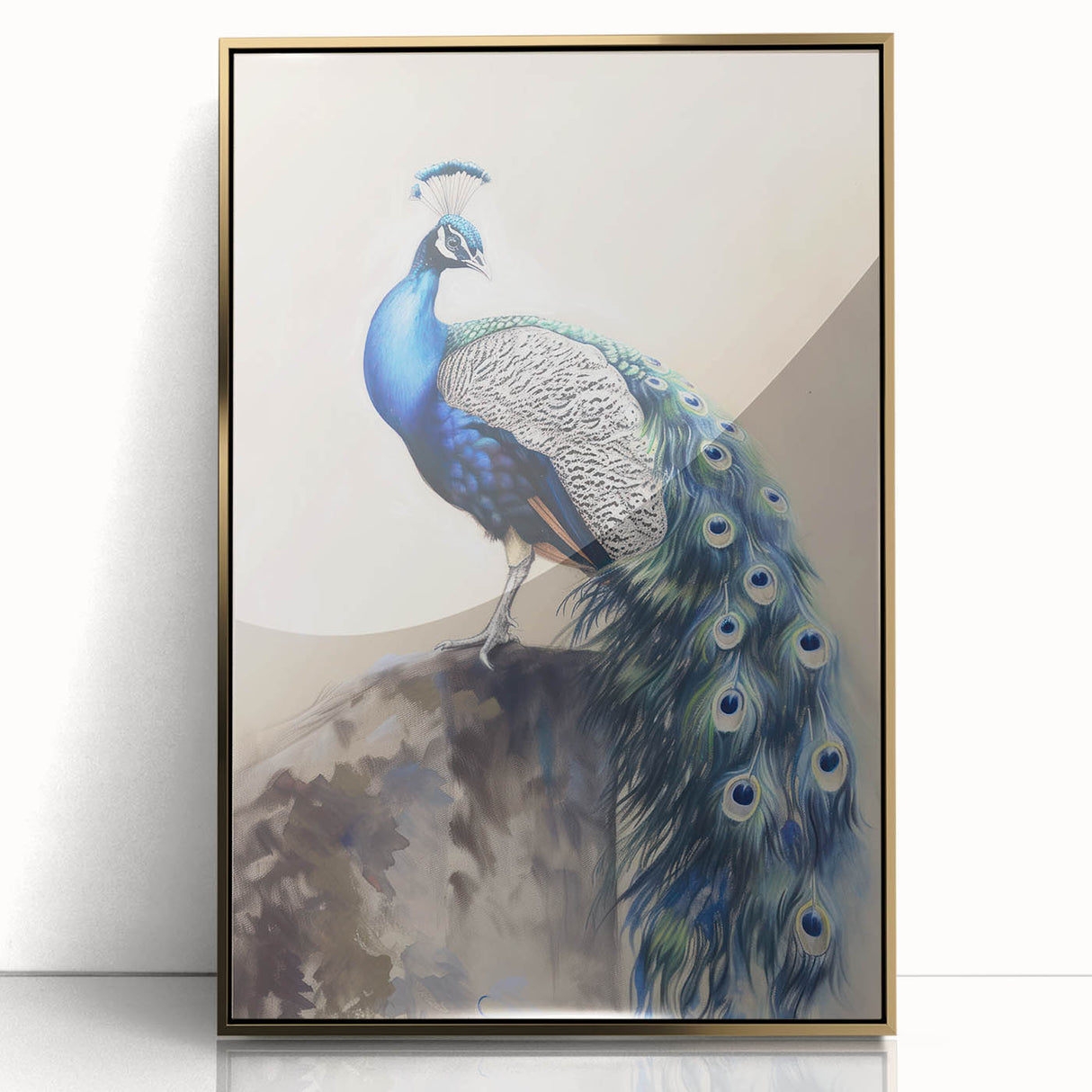 Framed acrylic wall art featuring a vibrant animal design in gold tones, showcasing intricate details and a sleek modern look, perfect for home decor.