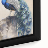 Close-up of a framed canvas print depicting vibrant animal illustrations, showcasing intricate details and vivid colors, perfect for home decor or art enthusiasts.