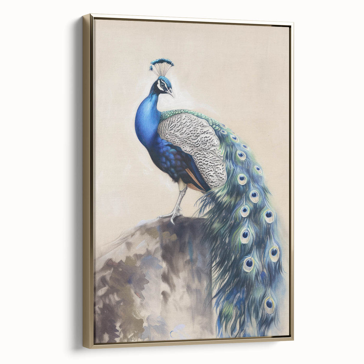 Framed canvas artwork showcasing a vibrant animal design with a gold frame, perfect for adding a touch of elegance to modern home decor. Ideal for animal lovers and art enthusiasts.
