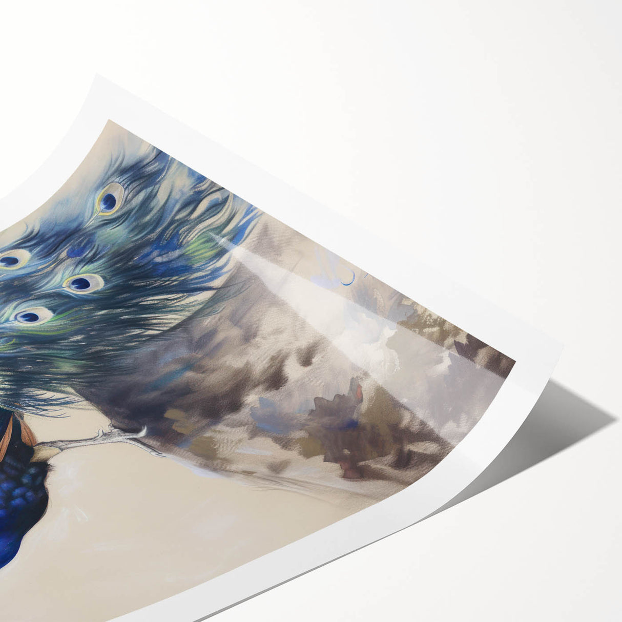 Rolled canvas print showcasing a vibrant animal design, featuring intricate details in a colorful palette, securely packaged in a protective cardboard tube for safe shipping.