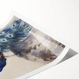 Rolled canvas print showcasing a vibrant animal design, featuring intricate details in a colorful palette, securely packaged in a protective cardboard tube for safe shipping.