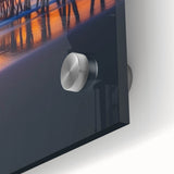 Close-up of a stunning landscape bridge sculpture made from acrylic glass, showcasing intricate details and vibrant colors, perfect for modern decor. This art piece emphasizes craftsmanship and contemporary design, ideal for enhancing any interior space.