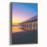 Framed canvas artwork showcasing a stunning landscape bridge in gold tones, highlighting intricate details and elegant design, perfect for modern home decor.