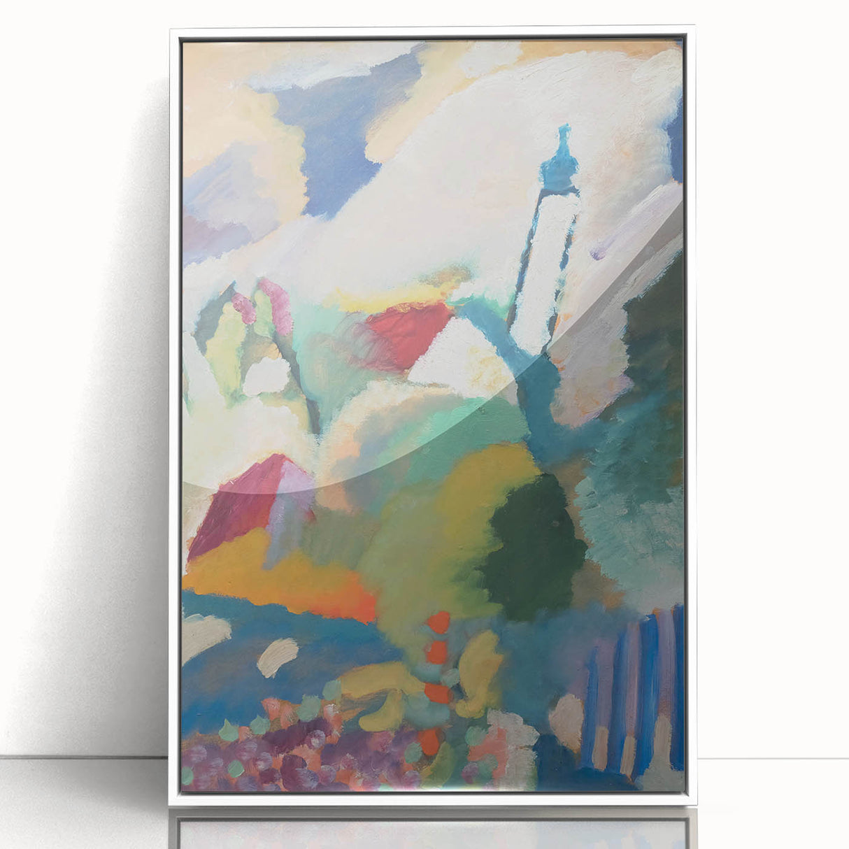 Modern Wall Art - Colorful Abstract Landscape with Church - Art Print