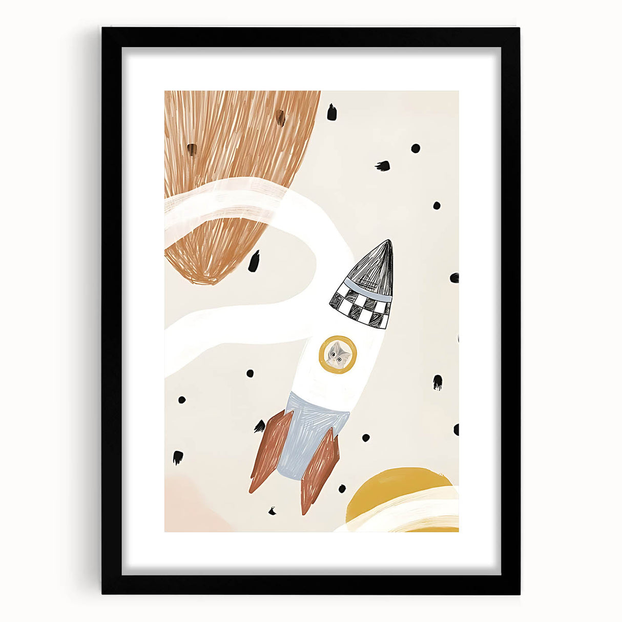 Playroom Wall Art - Space Rocket Kids Room Art for Boys