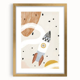 Playroom Wall Art - Space Rocket Kids Room Art for Boys