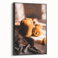 Black and white framed canvas depicting a vintage-style landscape scene, ideal for bedroom wall art.