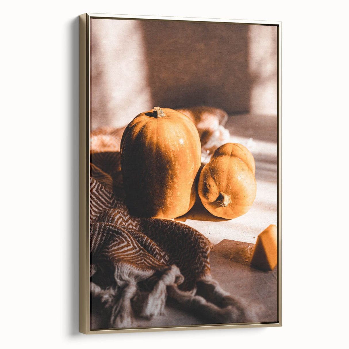 Framed canvas depicting a vintage landscape painting in muted autumn colors, ideal for bedroom wall art.