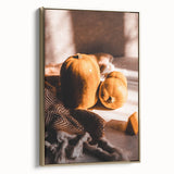 Framed canvas depicting a vintage landscape painting in muted autumn colors, ideal for bedroom wall art.