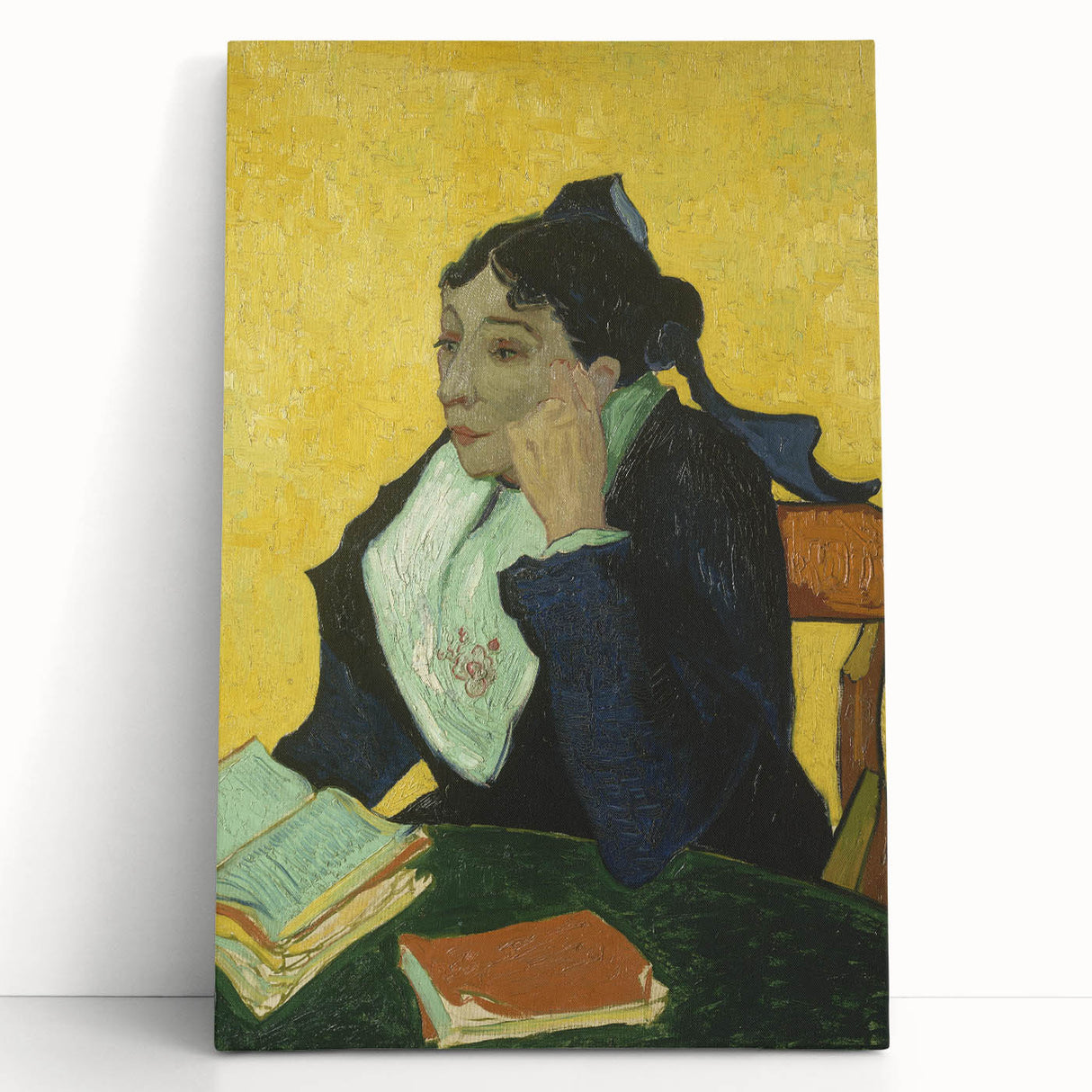 Black and white print of Van Gogh's painting on large stretched canvas, ideal for kitchen wall art.
