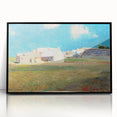 Modern Wall Art of a Tranquil Village Scene - Abstract Contemporary Style