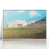 Modern Wall Art of a Tranquil Village Scene - Abstract Contemporary Style